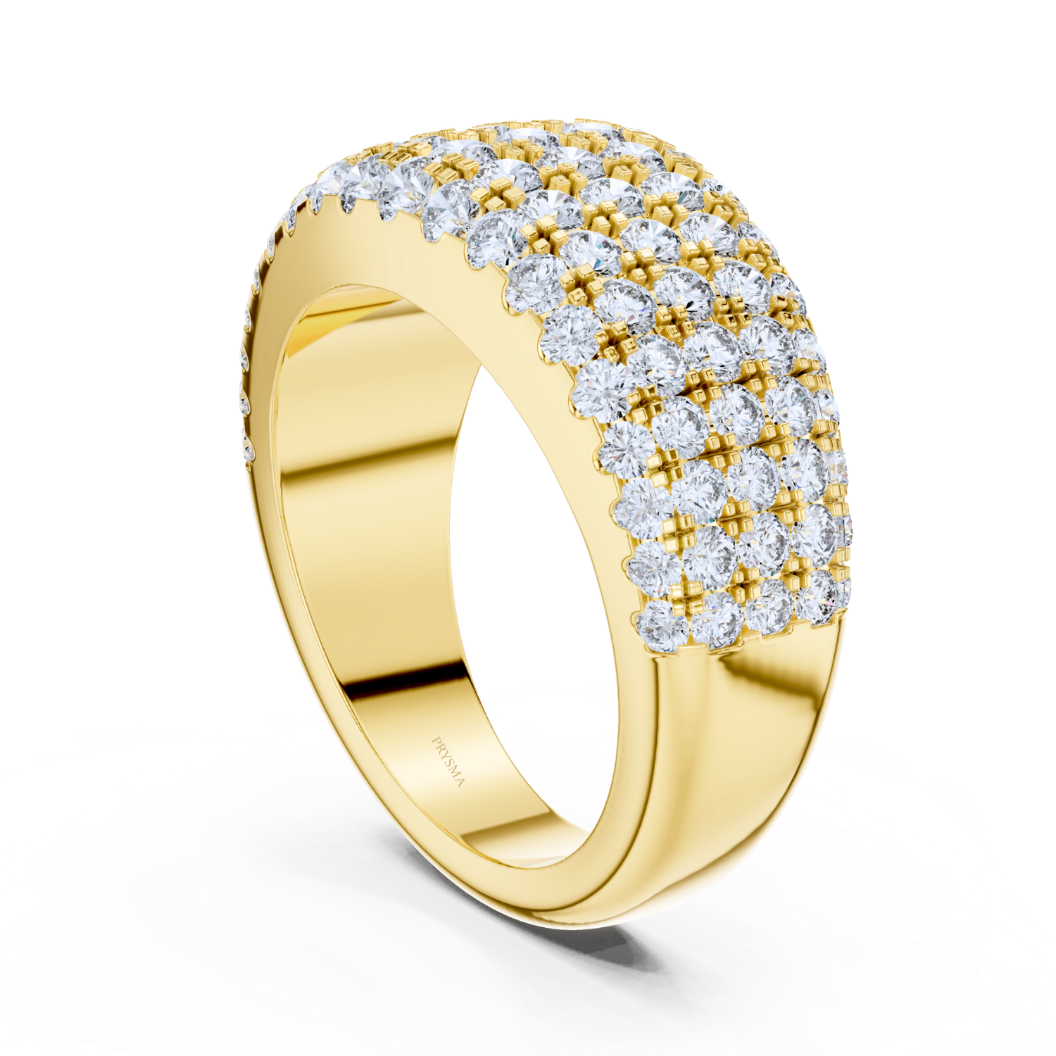 Five-Row Pave Diamond Dome Ring