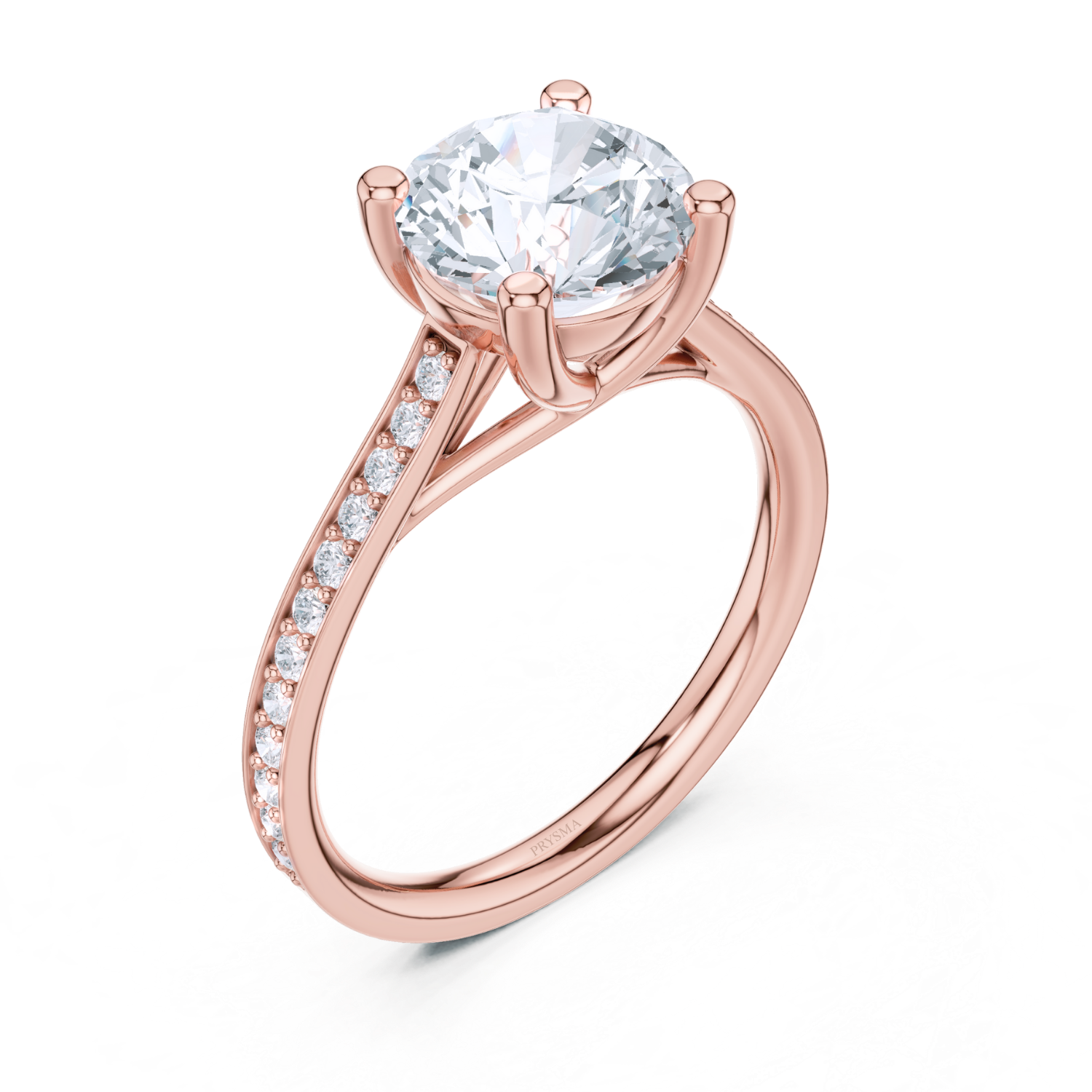 Round Brilliant Cathedral Pave Ring