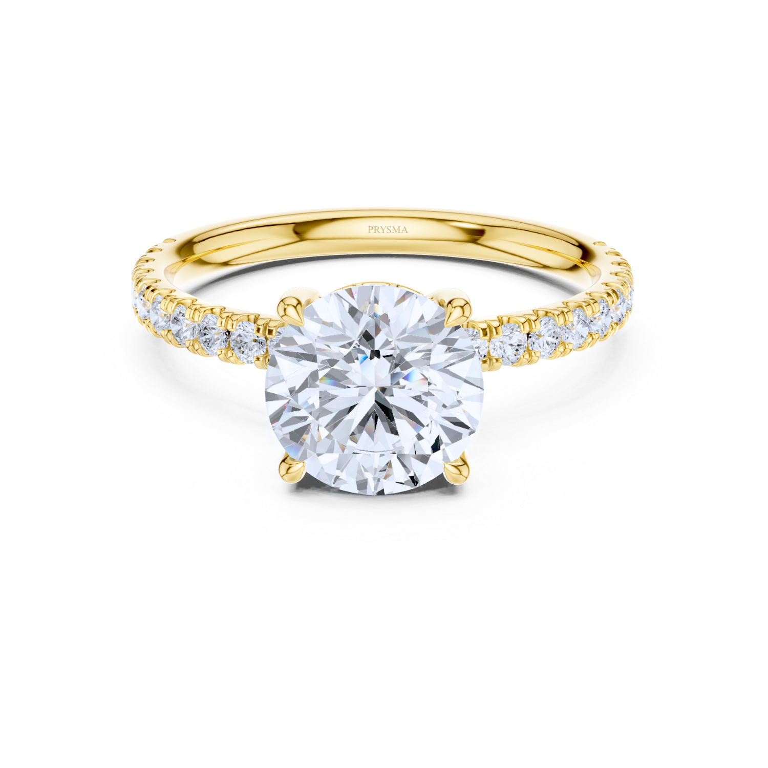 Round Solitaire Pave Ring