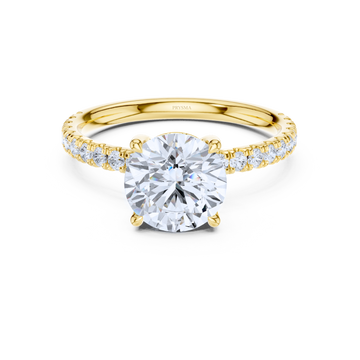 Round Solitaire Pave Ring
