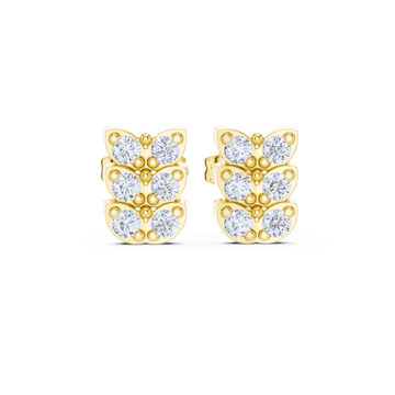 Triple Wing Butterfly Diamond Studs
