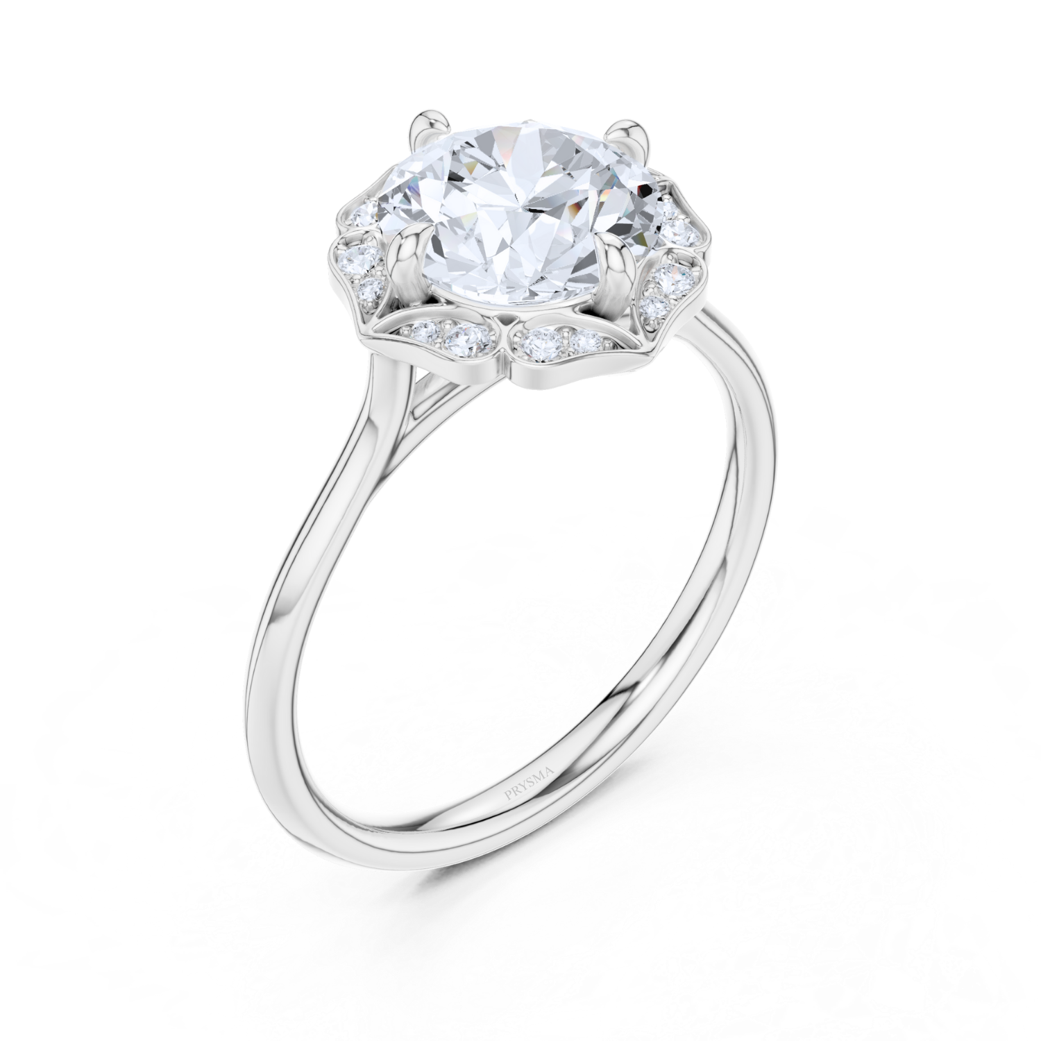 Vintage Floral Halo Diamond Ring
