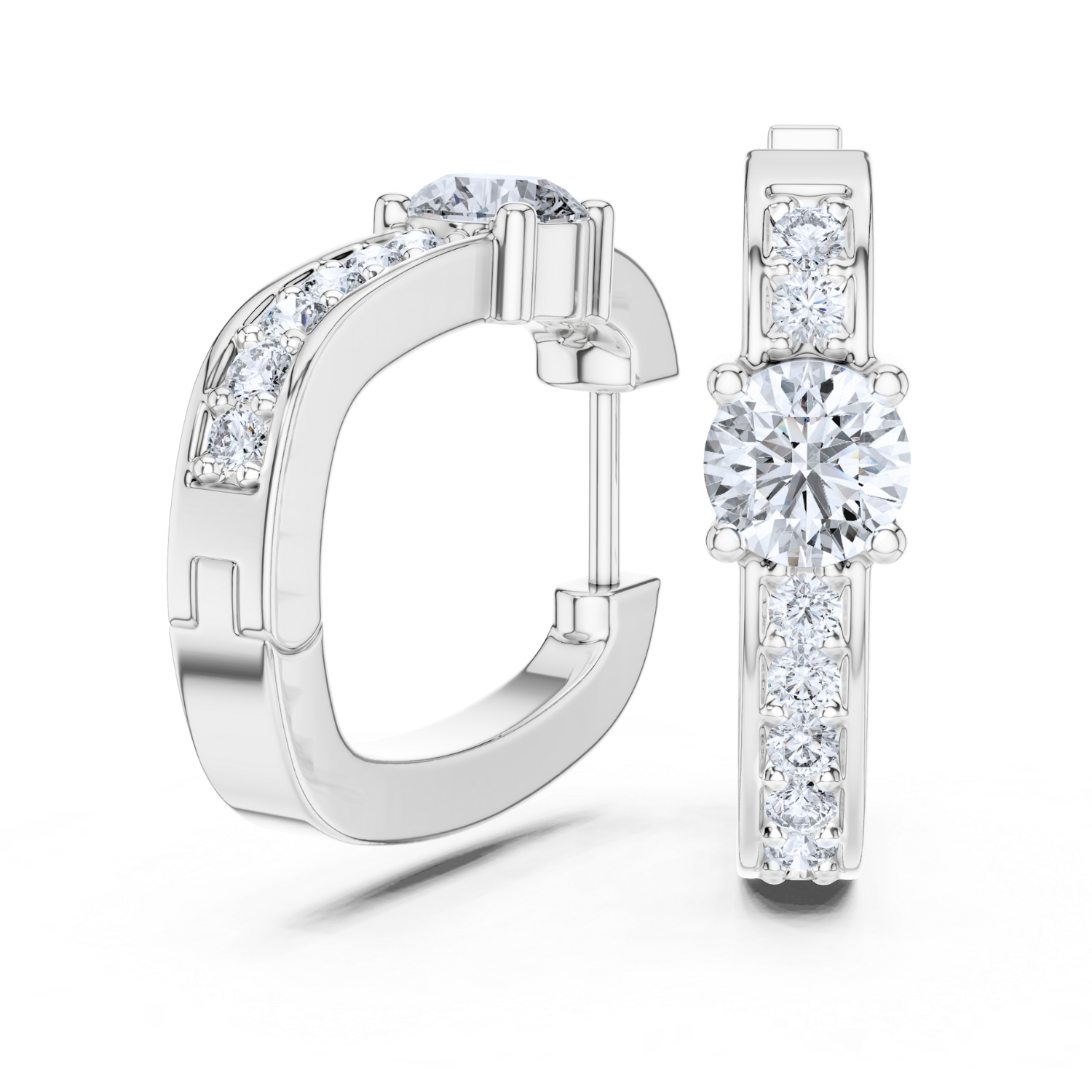 Round Solitaire Accent Hoop Earrings
