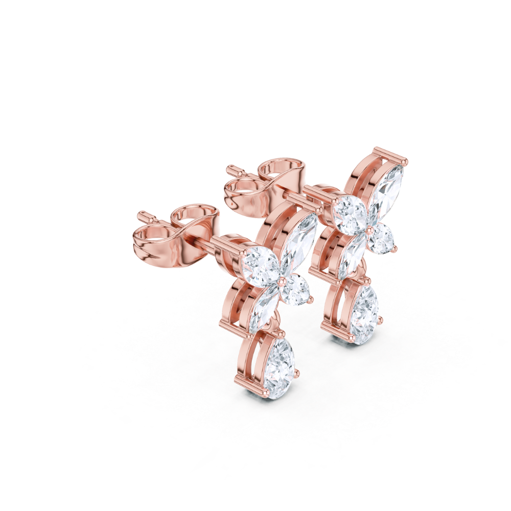 Blooming Elegance Diamond Drop Earrings