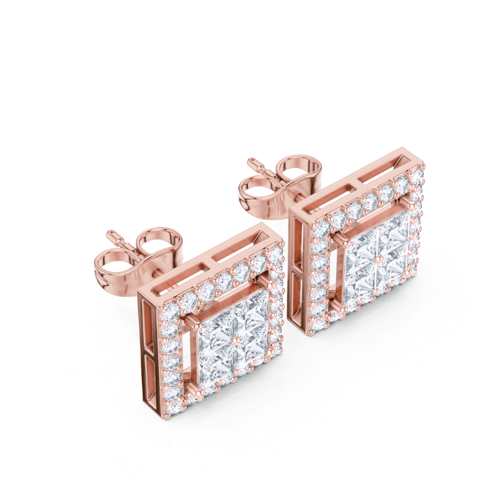 Royal Edge Princess Diamond Studs