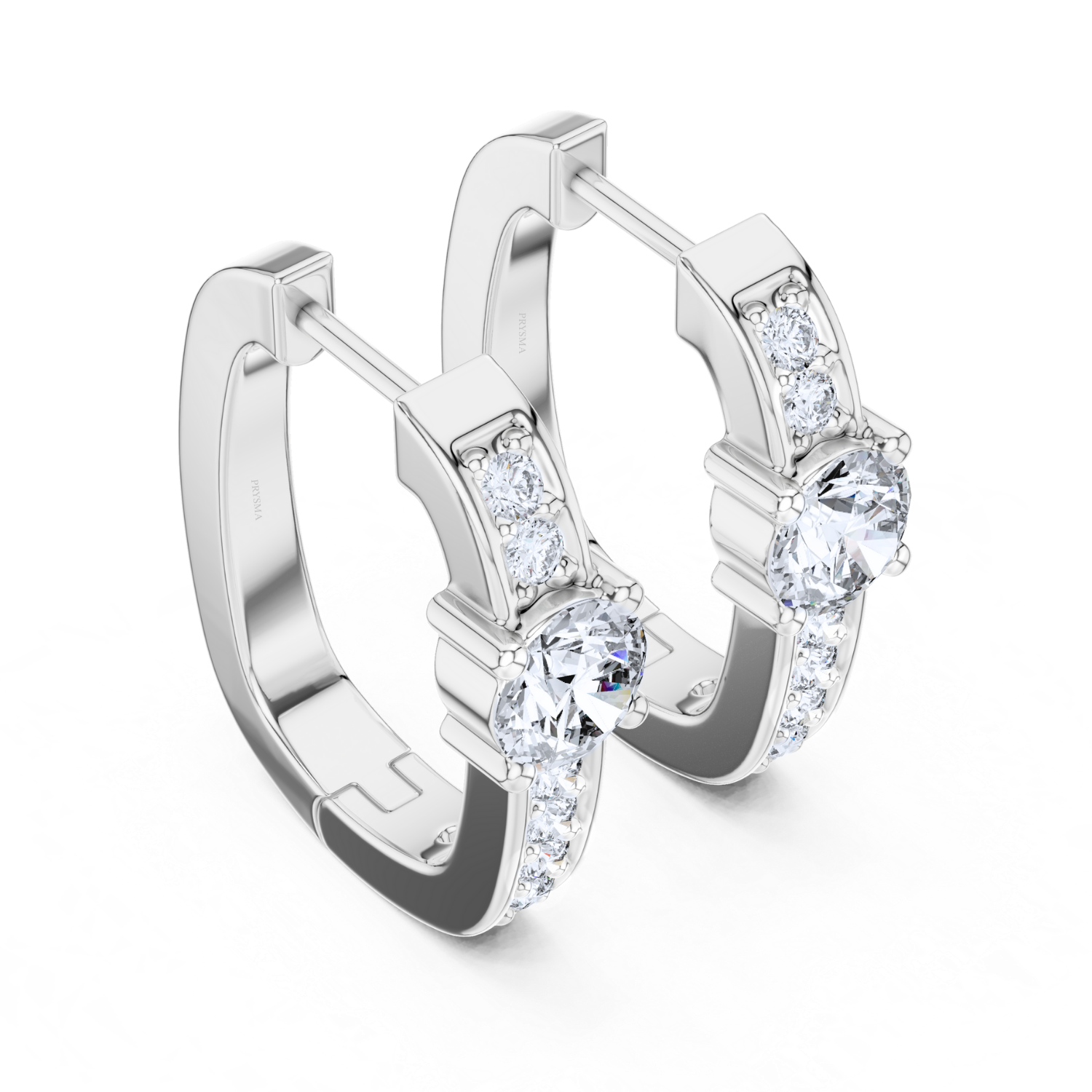 Round Solitaire Accent Hoop Earrings