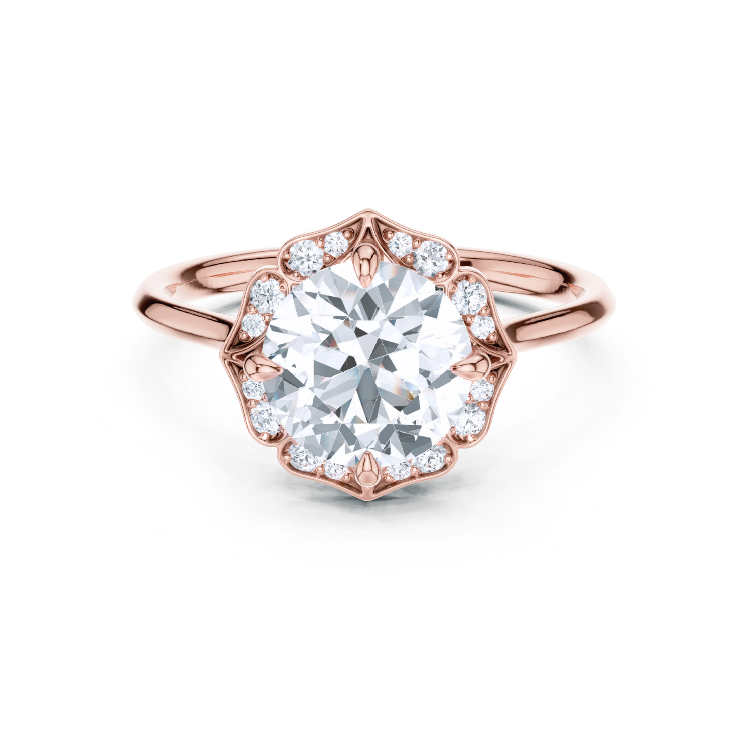Vintage Floral Halo Diamond Ring