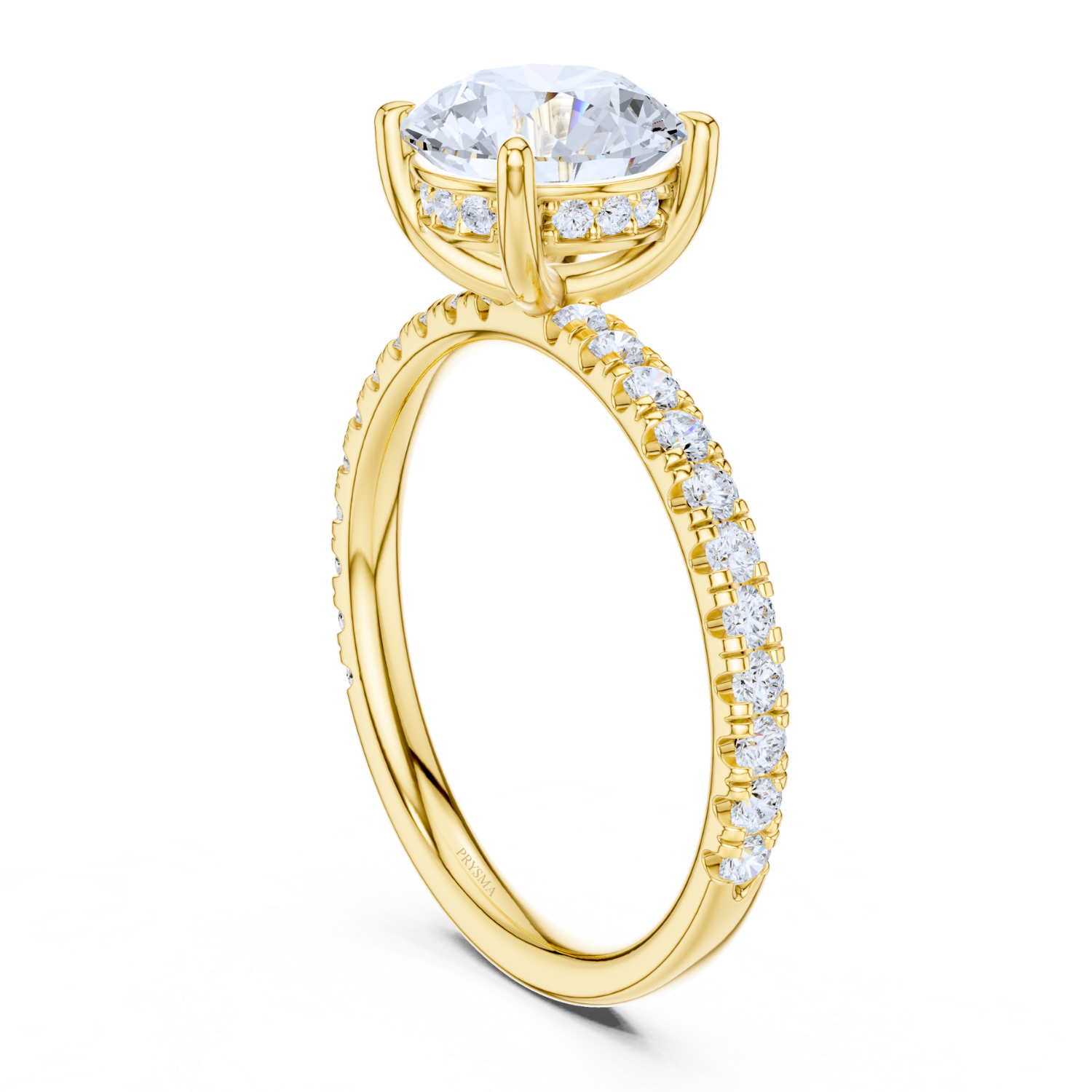 Round Solitaire Pave Ring