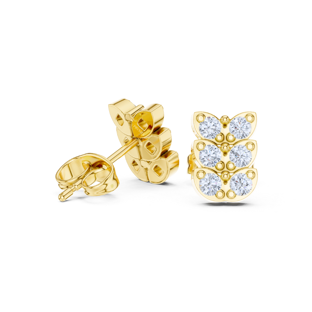 Triple Wing Butterfly Diamond Studs