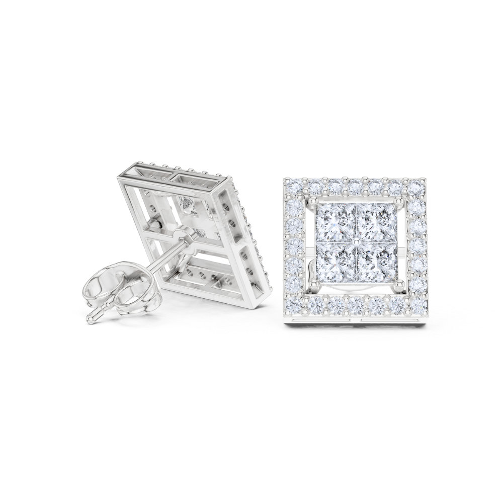 Royal Edge Princess Diamond Studs