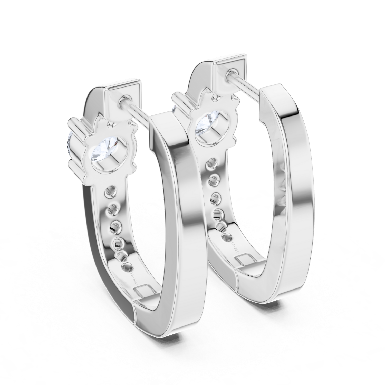 Round Solitaire Accent Hoop Earrings