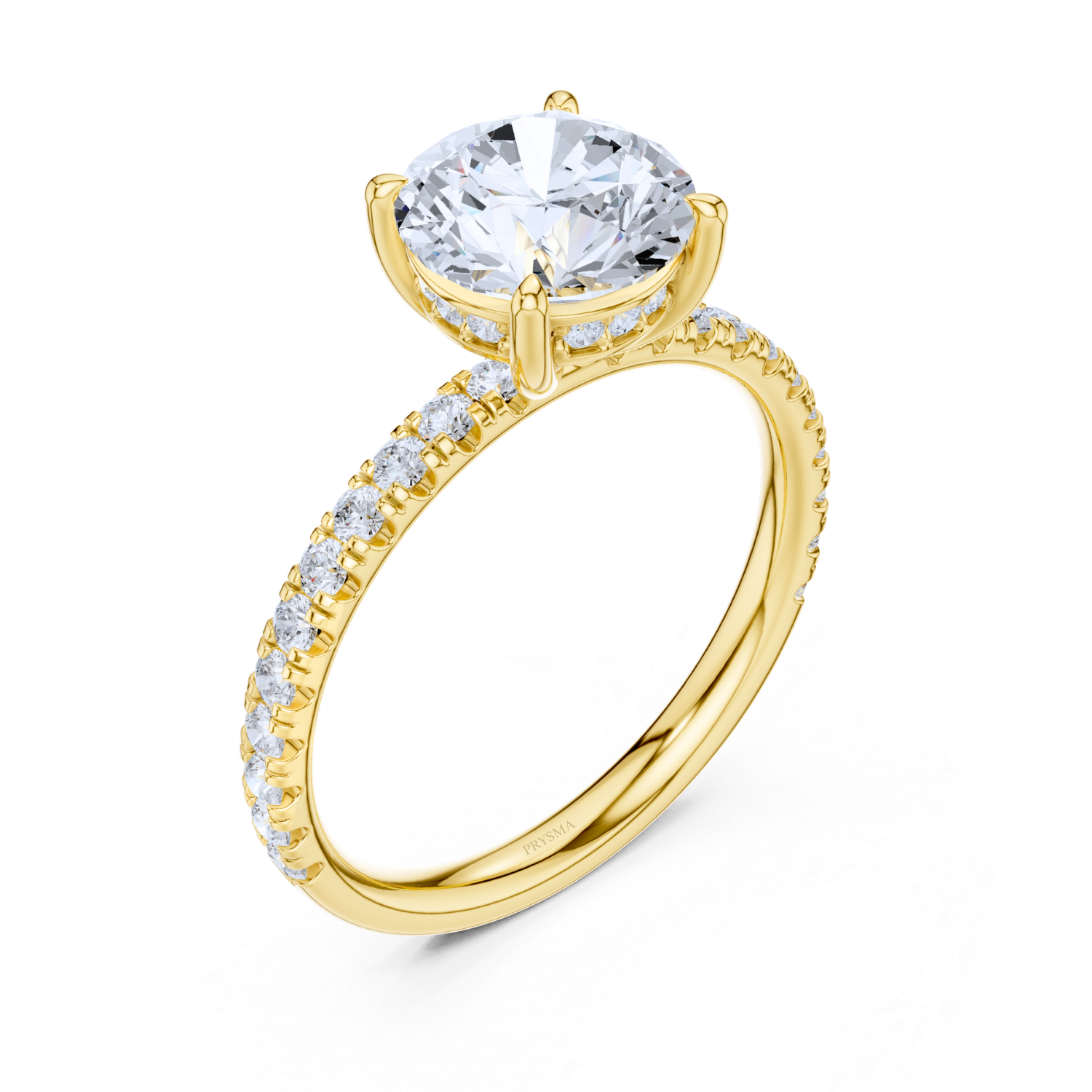 Round Solitaire Pave Ring