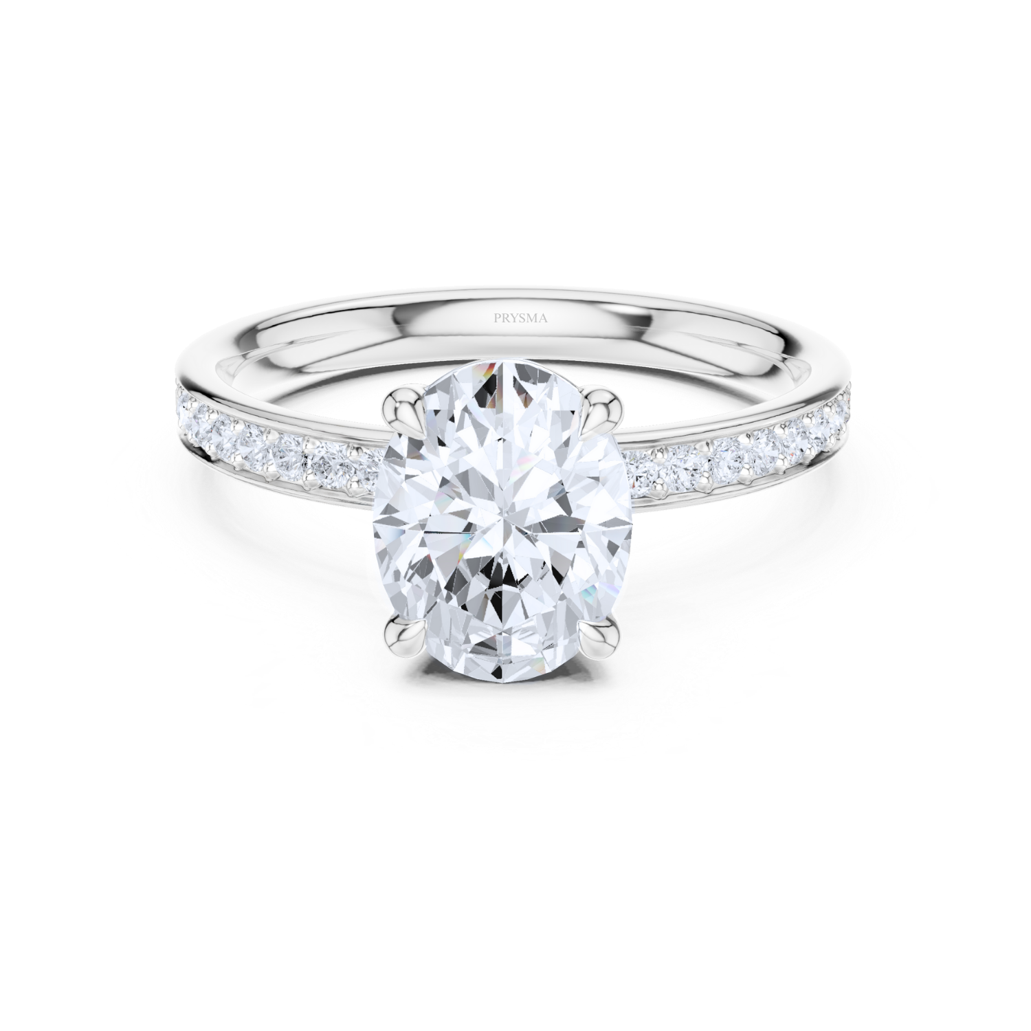 Oval Cathedral Pave Ring