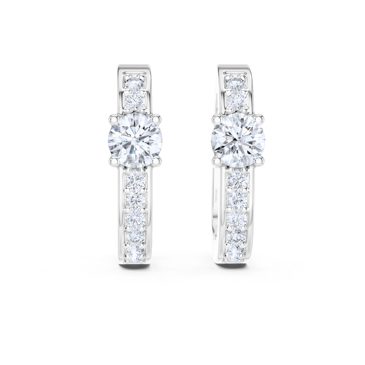 Round Solitaire Accent Hoop Earrings