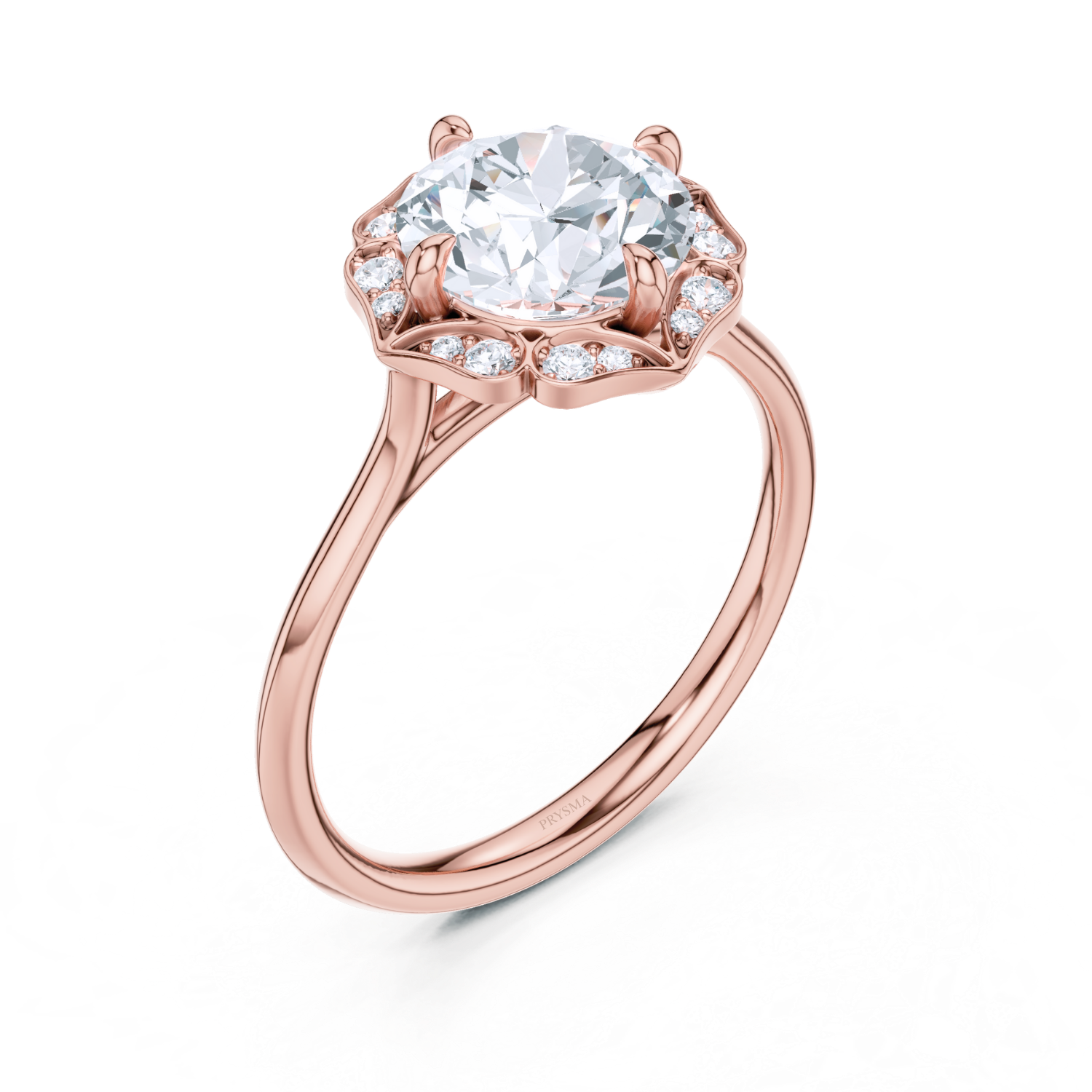 Vintage Floral Halo Diamond Ring