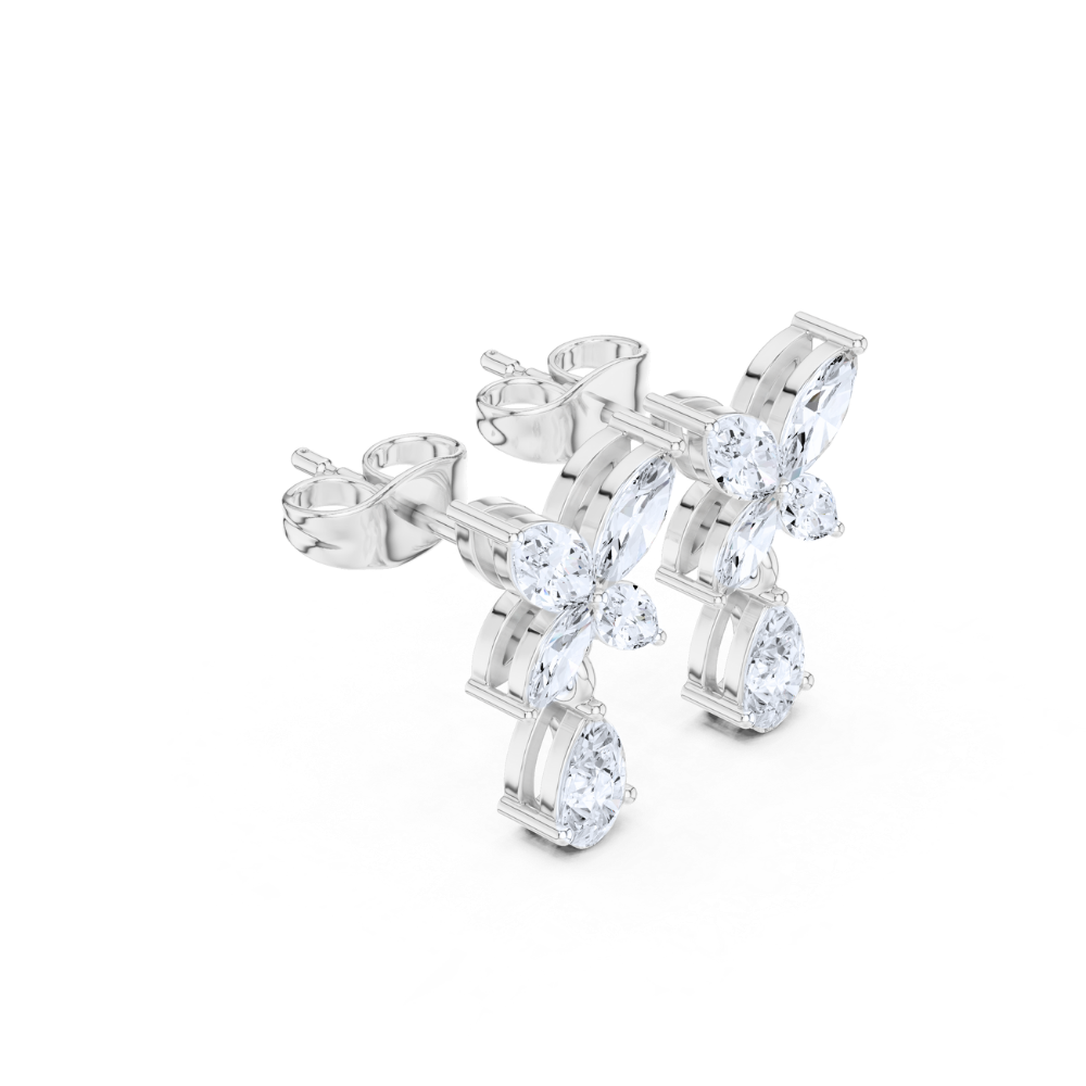 Blooming Elegance Diamond Drop Earrings