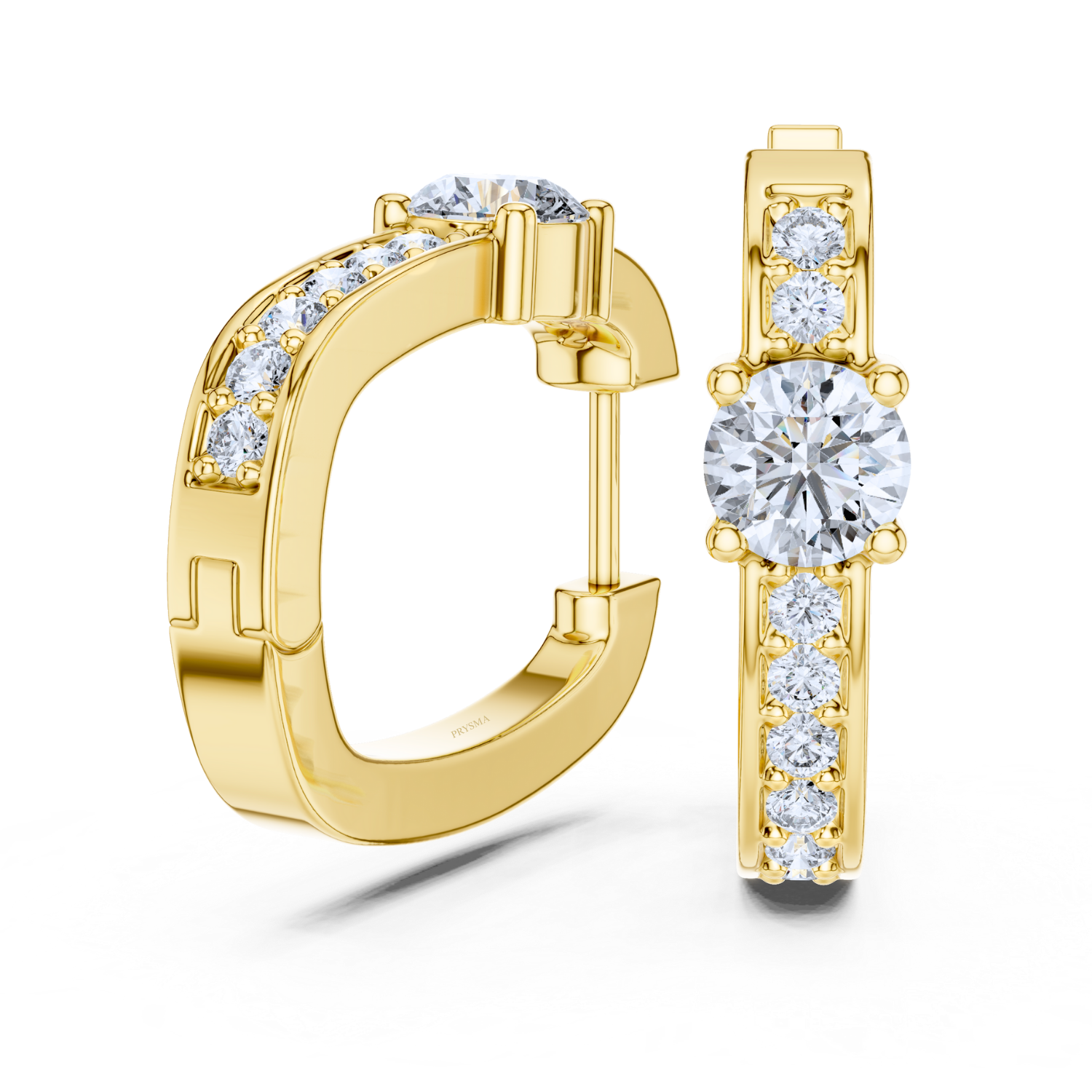 Round Solitaire Accent Hoop Earrings