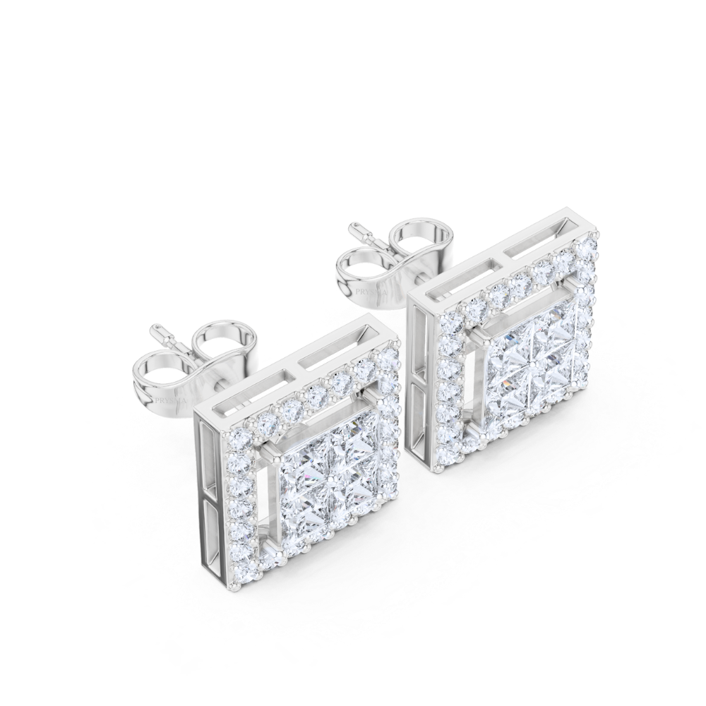 Royal Edge Princess Diamond Studs