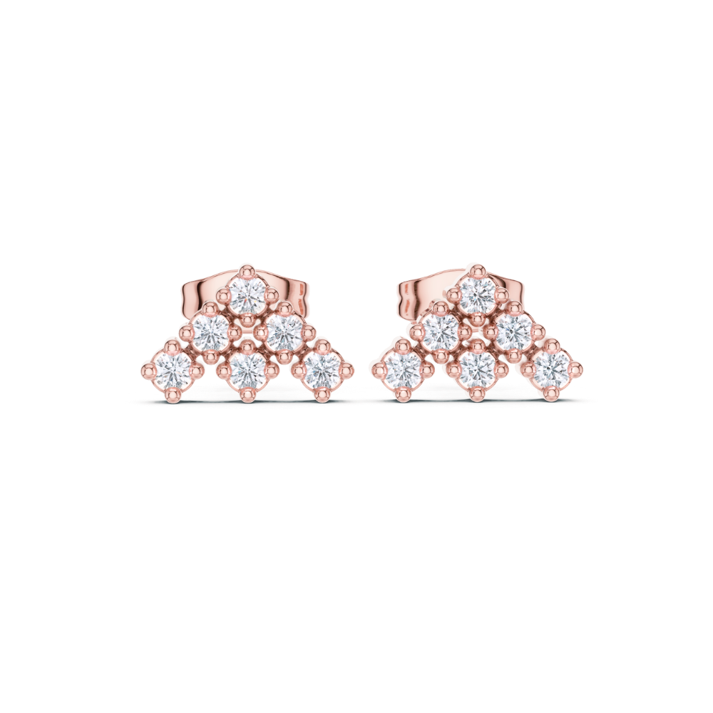 Radiant Pyramid Cluster Diamond Stud Earrings