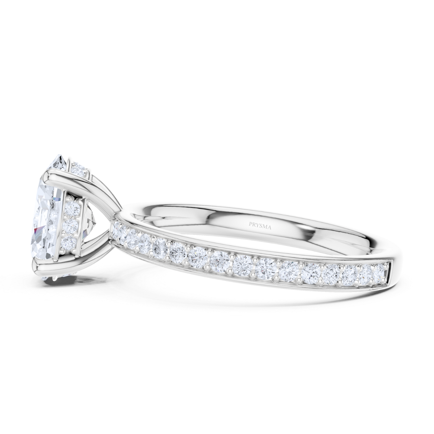 Oval Cathedral Pave Ring