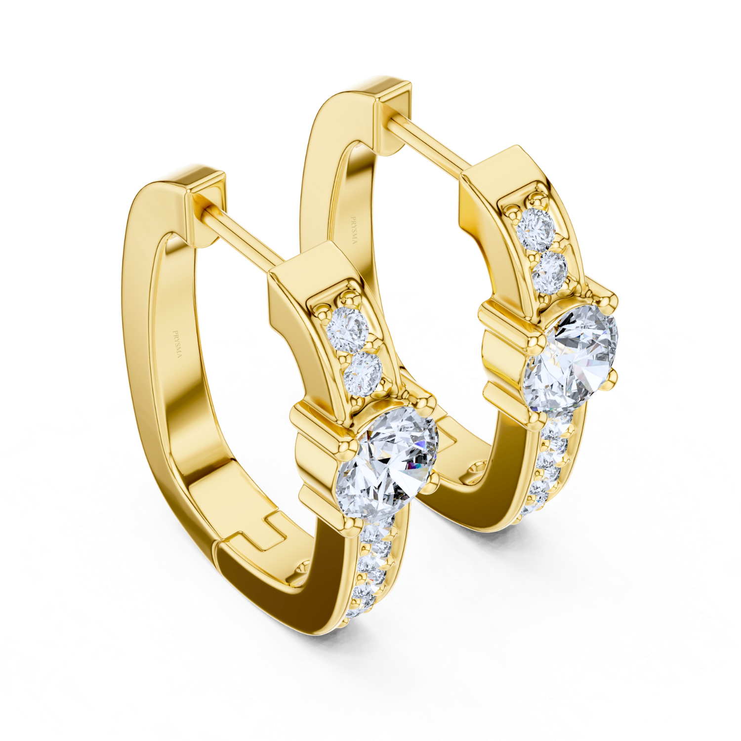 Round Solitaire Accent Hoop Earrings