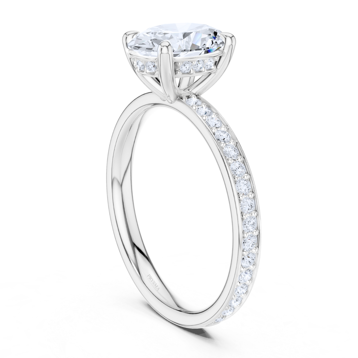 Oval Cathedral Pave Ring