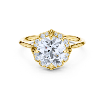 Vintage Floral Halo Diamond Ring