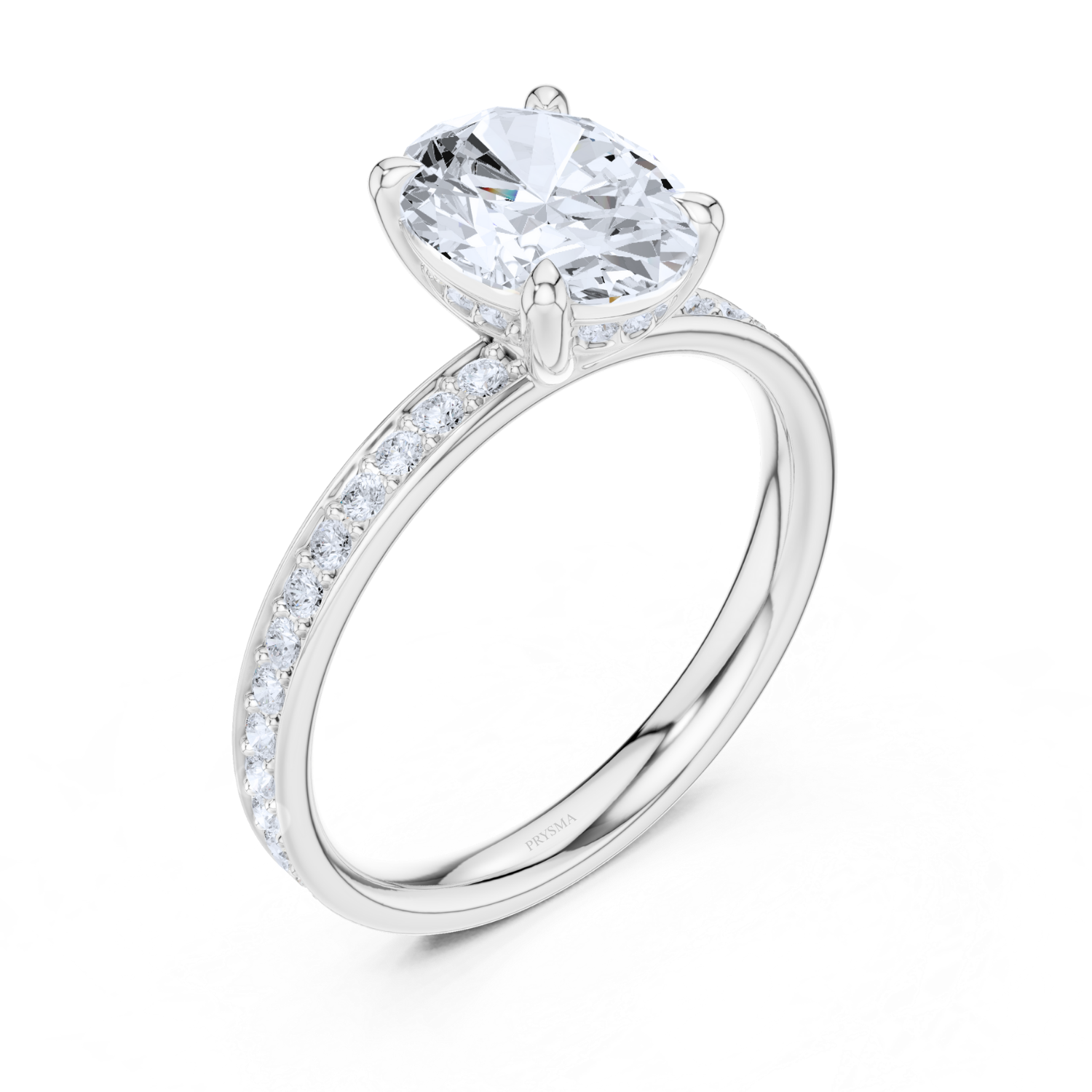 Oval Cathedral Pave Ring
