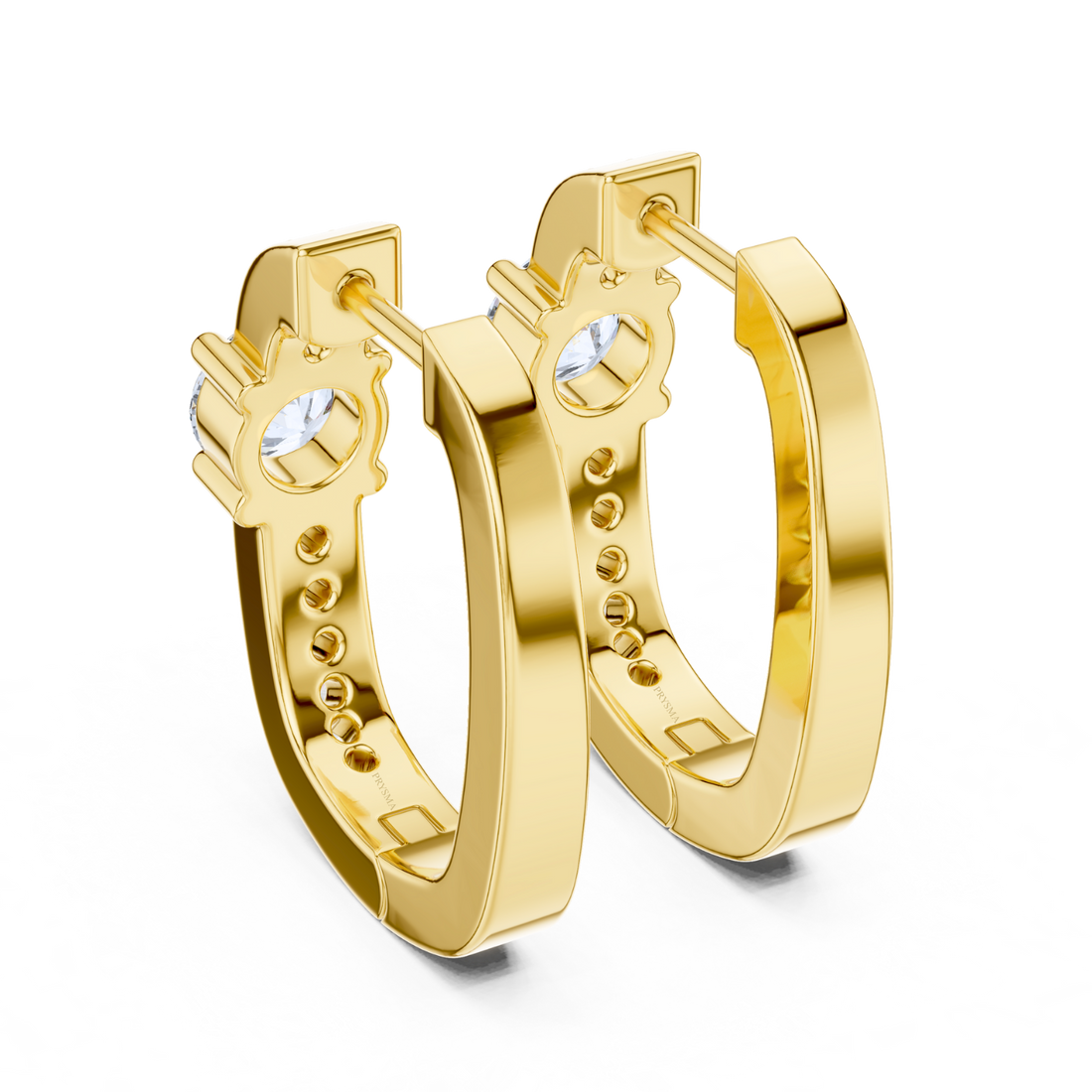 Round Solitaire Accent Hoop Earrings