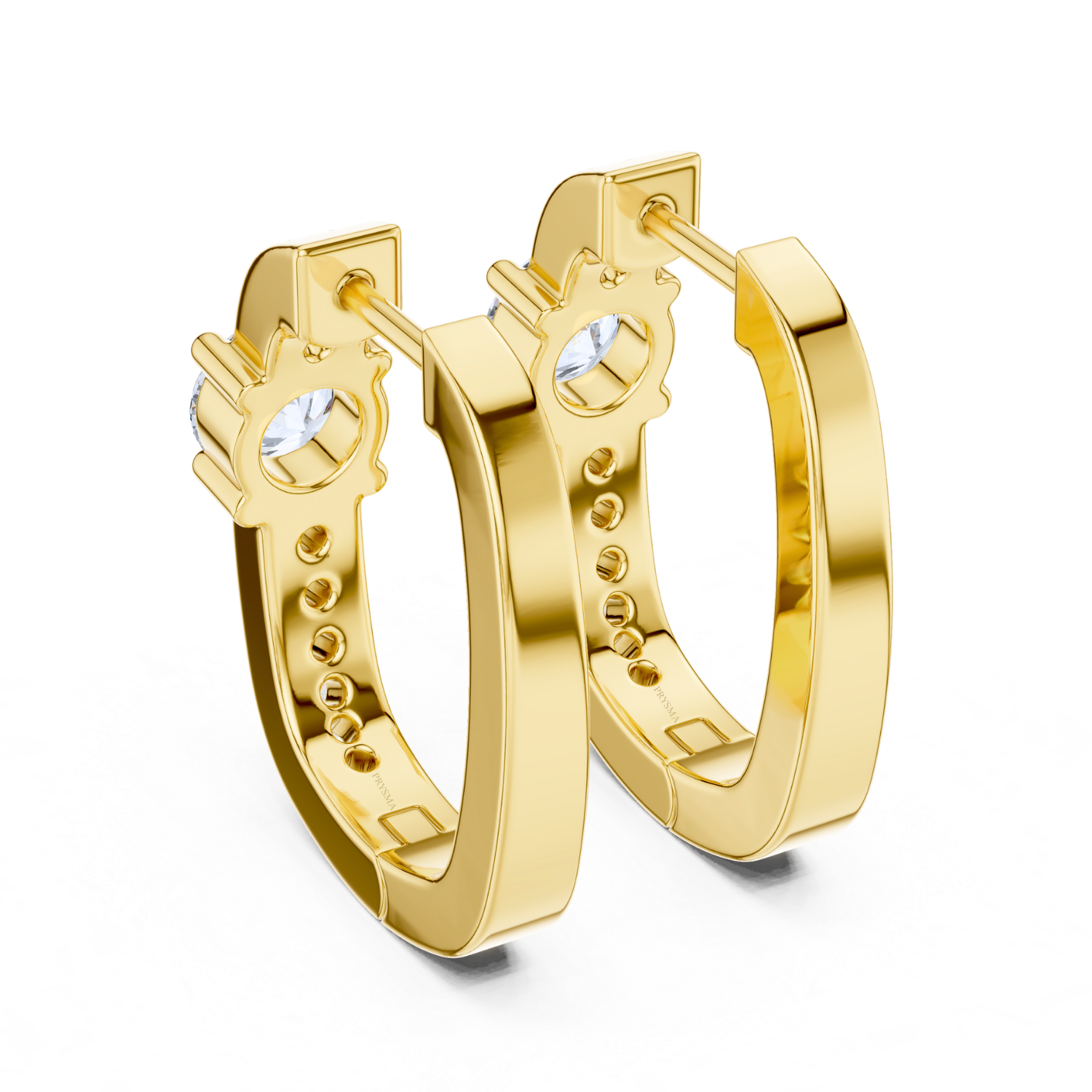 Round Solitaire Accent Hoop Earrings