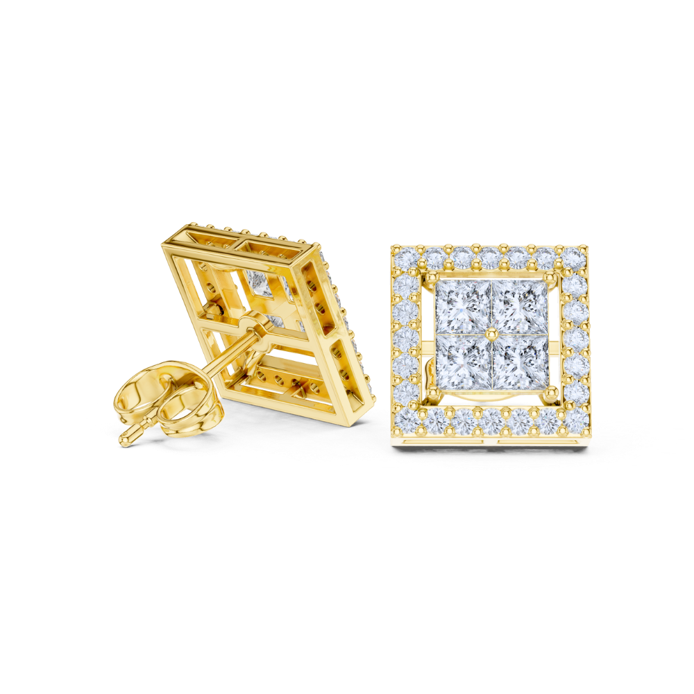 Royal Edge Princess Diamond Studs