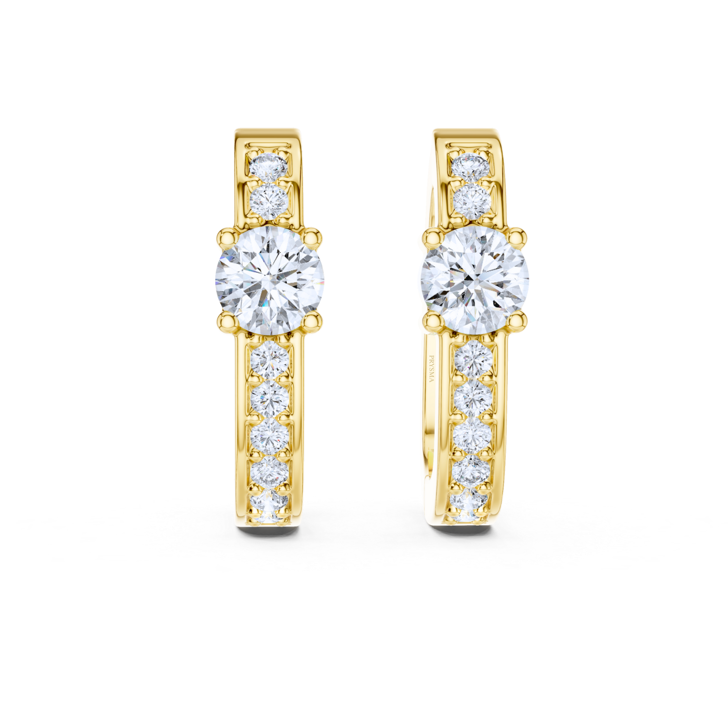 Round Solitaire Accent Hoop Earrings