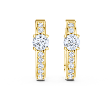 Round Solitaire Accent Hoop Earrings