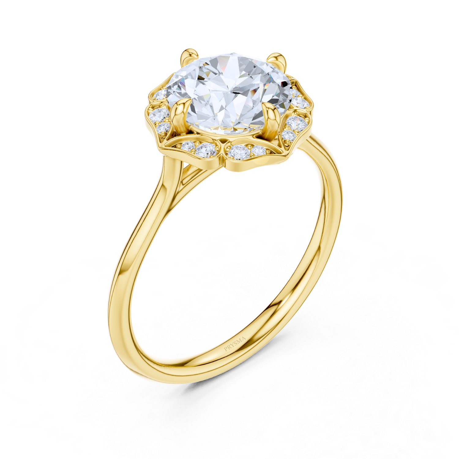 Vintage Floral Halo Diamond Ring