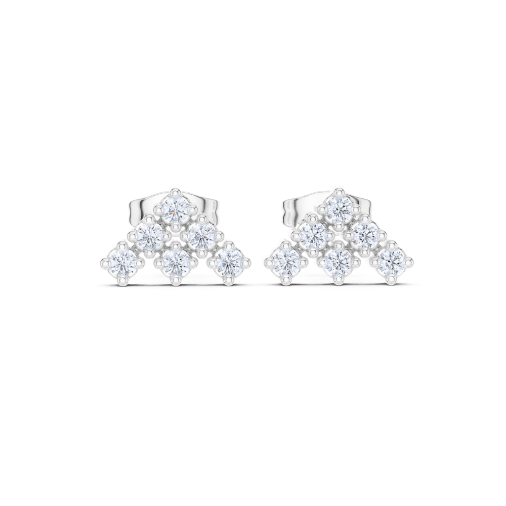 Radiant Pyramid Cluster Diamond Stud Earrings