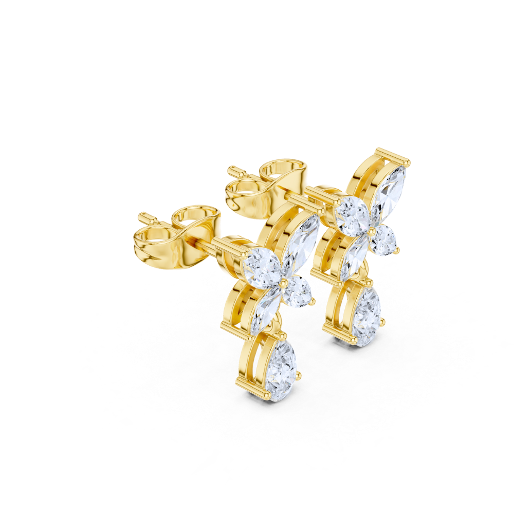 Blooming Elegance Diamond Drop Earrings