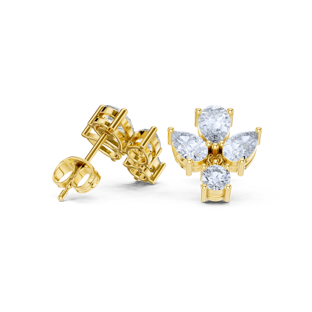 Radiant Bloom Pear Diamond Stud Earrings
