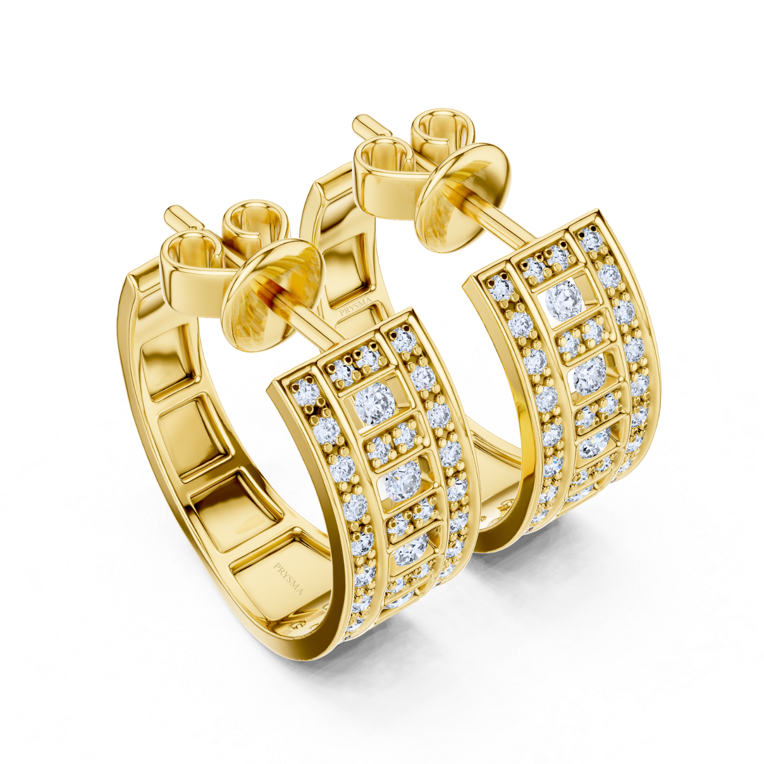 Multi-Row Diamond Hoop Earrings
