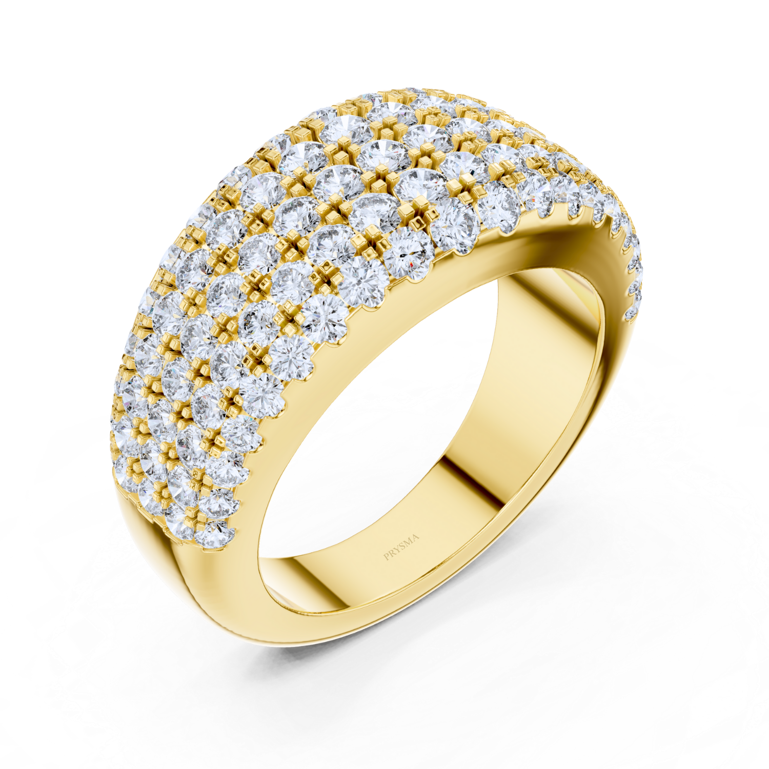 Five-Row Pave Diamond Dome Ring