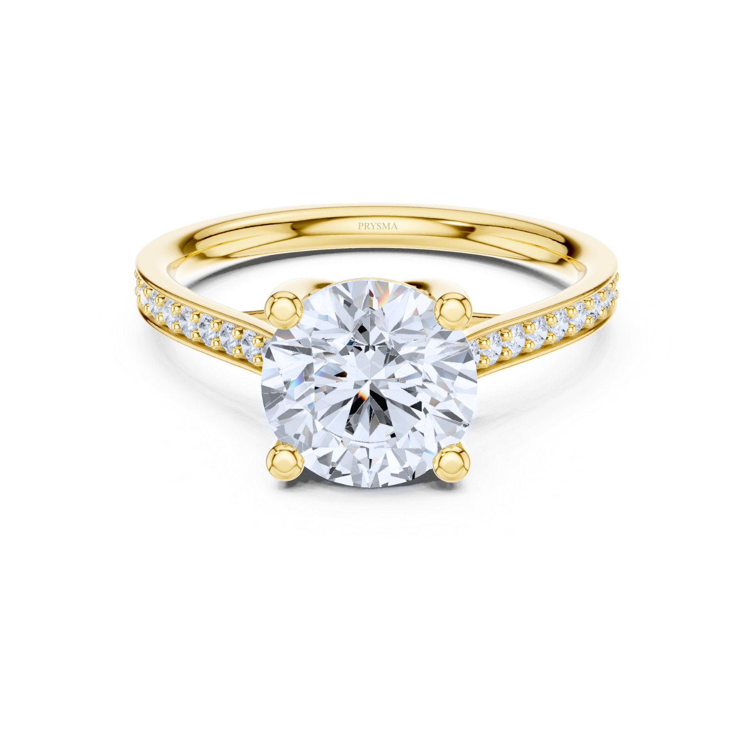 Round Brilliant Cathedral Pave Ring