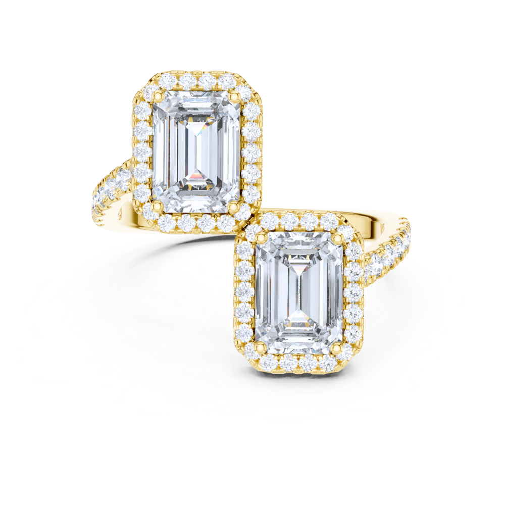Elysian Dual-Emerald Halo Ring