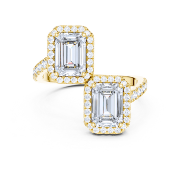 Elysian Dual-Emerald Halo Ring
