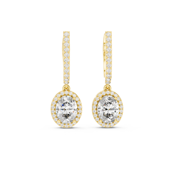 Oval Halo Drop Diamond Earrings