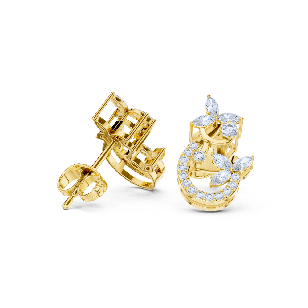 Floral Vine Diamond Hoop Studs