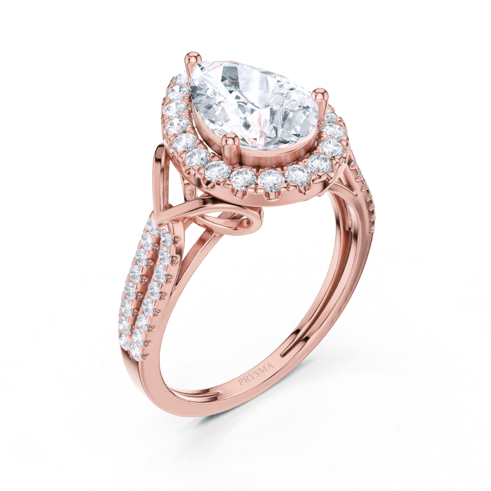 Regal Teardrop Halo Ring