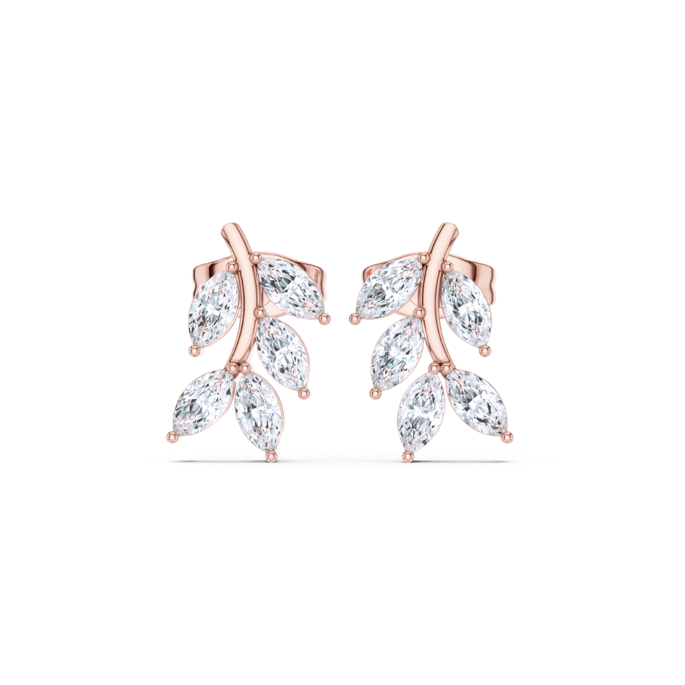 Crystal Vine Leaf Stud Earrings