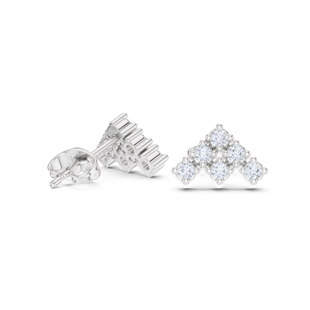 Radiant Pyramid Cluster Diamond Stud Earrings