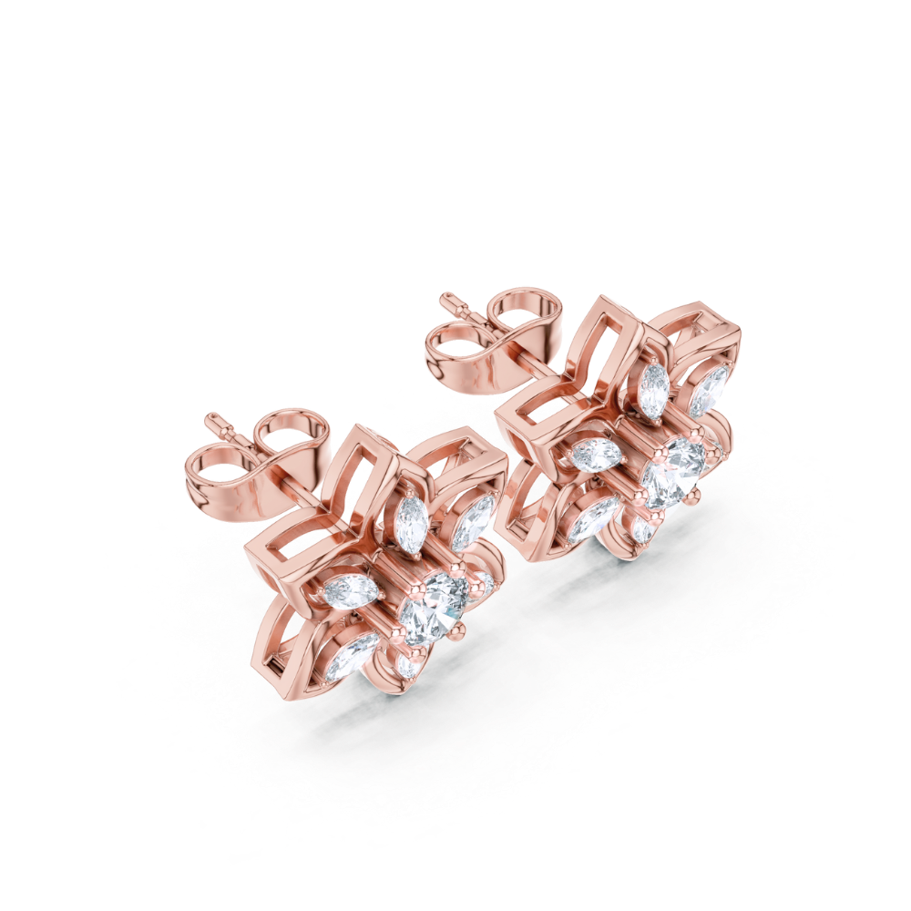 Golden Bloom Floral Studs