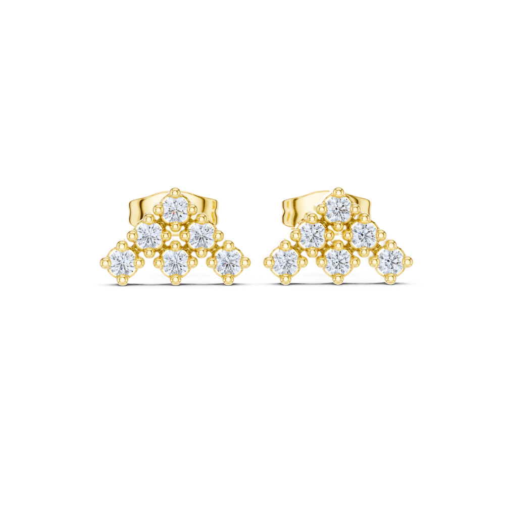 Radiant Pyramid Cluster Diamond Stud Earrings