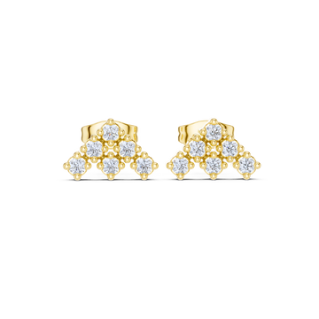 Radiant Pyramid Cluster Diamond Stud Earrings